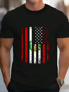 100% Cotton Peruvian American Flag Peruvian Roots Peru America T-Shirt Women's Men's Graphic Tee Crew Neck summer vacation Tops
