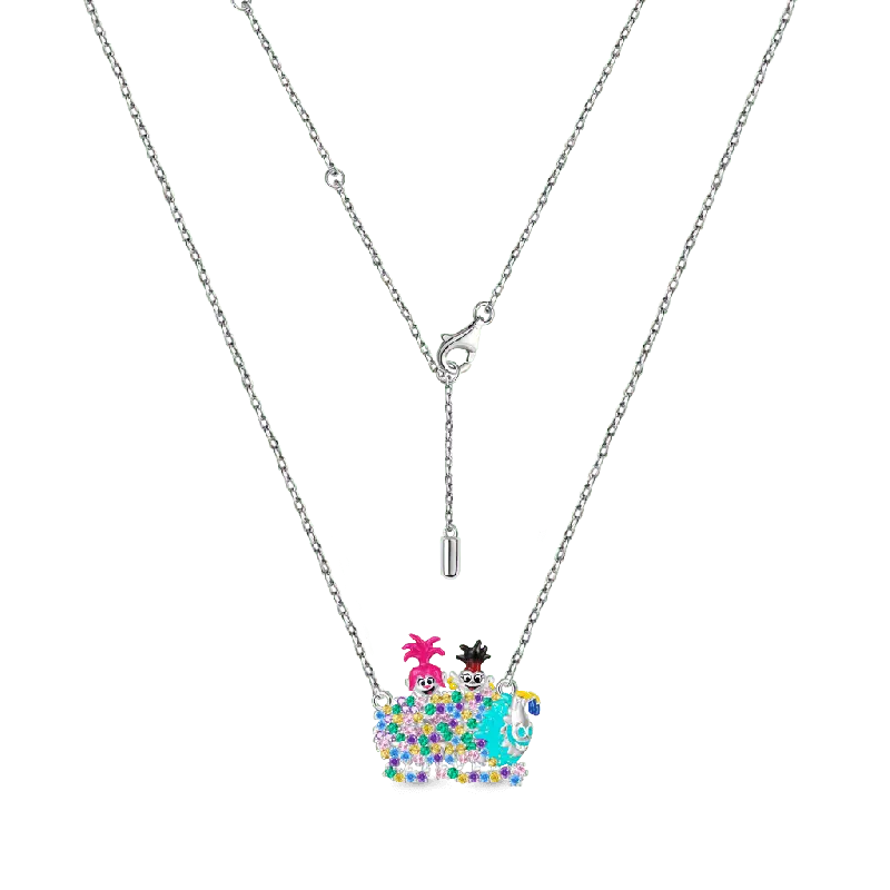 Gnoce Trolls Poppy S925 Heart Gemstone Fashion Jewelry Set - High-Quality Materials, 0.45cm Charm Hole, Sparkling & Durable, Includes Ring, Necklace & Bracelet Jewellery Gift Set, Charm Hole 0.45Cm, Crystal Set