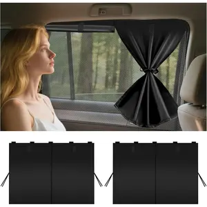 2PCS Upgraded Car Window Shades with Sticky Buckle,Car Window Shade for Baby with Semi & Full Blackout/See-Through for Insulation,Magnetic Cars Windows Covers Fit Rear Side Windows