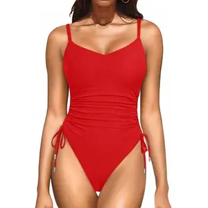 Daci Women's Tummy Control One Piece Swimsuit- High Cut Sexy Bathing Suit Ribbed Swimwear