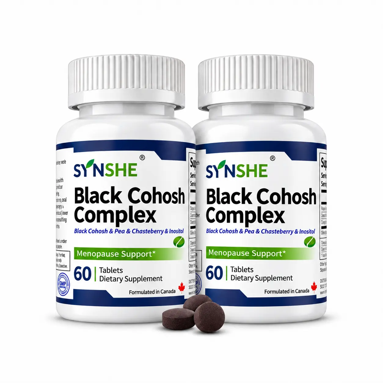 SYNSHE Black Cohosh Complex Supplement 2-Pack – 4-in-1 Hormone Balance & Menopause Support for Women, with Black Cohosh, Chasteberry, Pea Extract & Inositol, Supports Comfort During Hot Flashes, Night Sweats & Mood Swings, 60 Tablets (30-Day Supply)