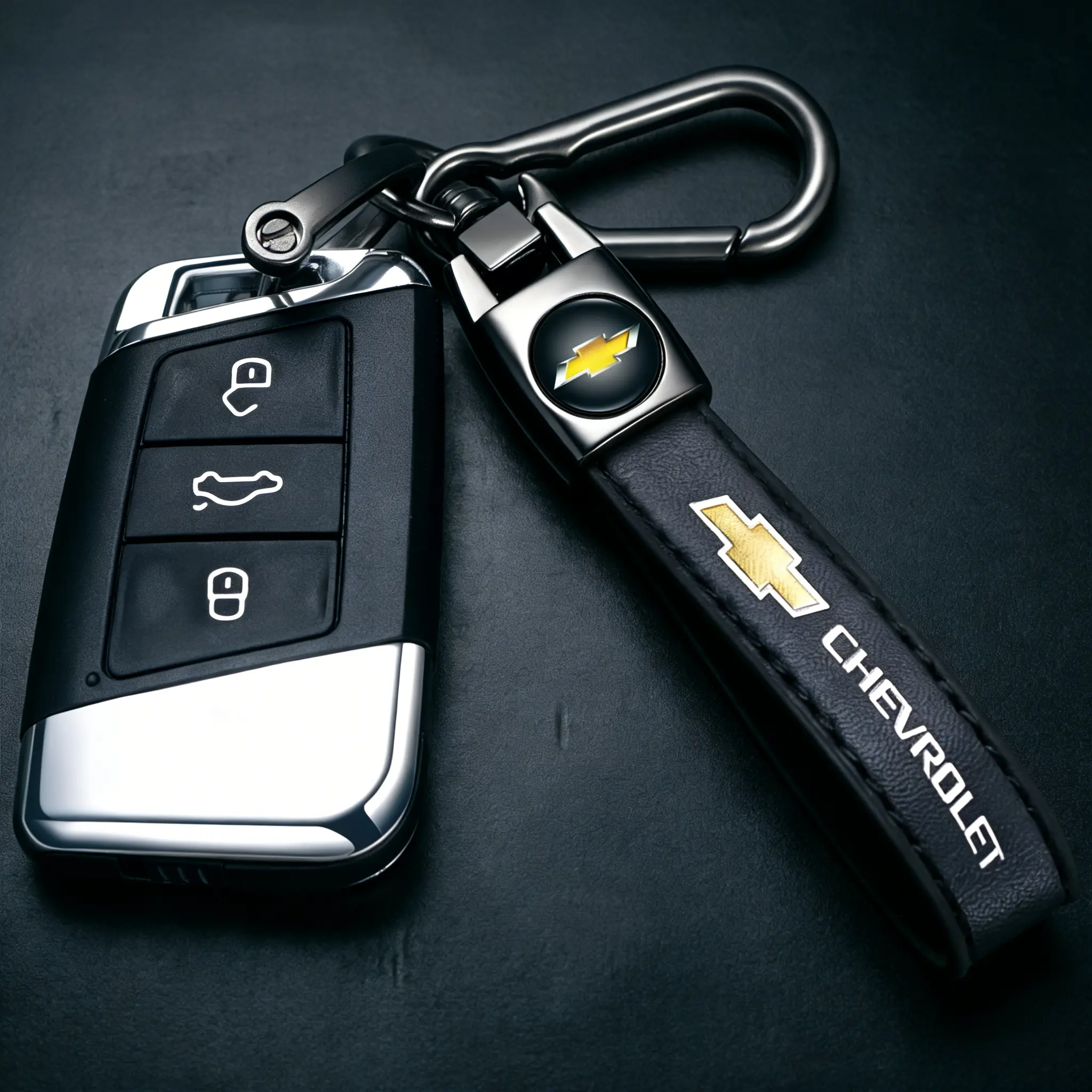 Genuine leather keychain,metal key buckle, suitable for Chevrolet models,specially designed , high-quality keychain, car gift,car accessory,keychain set