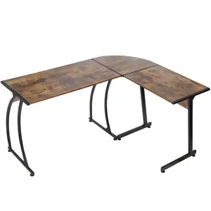 ZENY 58-in Large Reversible L-Shaped Adjustable Corner Desk - Gaming Desk for Home Office Workstation, Rustic Brown Commercial Office Furniture, Gaming Desks