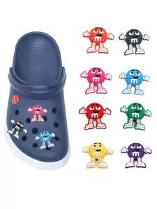 8pcs hot selling cute bean cartoon PVC shoe decoration accessories, suitable for slippers and sandals, the perfect gift for friends