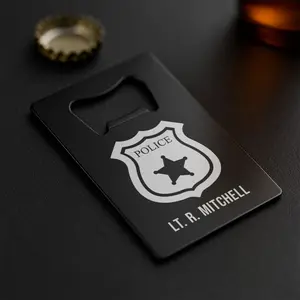 Personalized Bottle Opener with Police Badge and Name Customized Gift for Officers