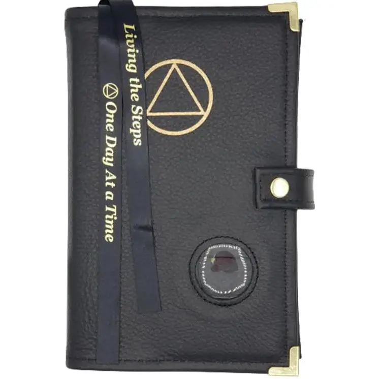 G006. AA DOUBLE Book Cover, Real LEATHER, AA Hardcovers.  AA Symbol. 2 Colors.