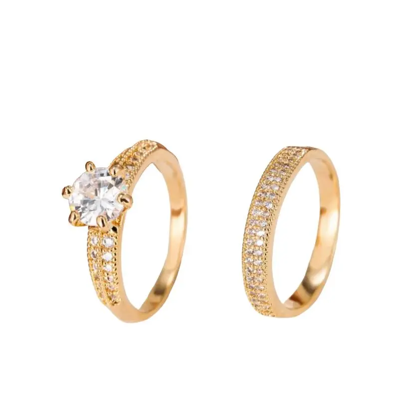 Elegant 2-Piece Bridal Engagement Ring Set for Women, Fashion Jewelry with an Intricate Design for Weddings, Two Piece Set