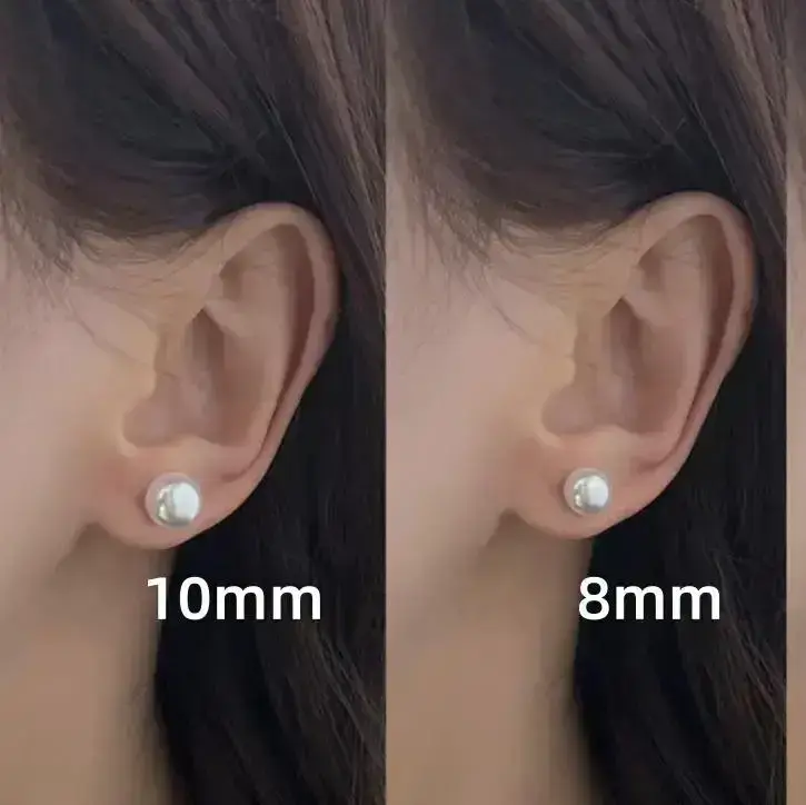 Women's 2-Pairs S925 Silver Needle Pearl Ear Studs - 8mm, 10mm, High-End Niche Elegant Casual Daily Simple Versatile Fashion Earrings for Women, 2Pairs, Female, Stud Earrings, Simple Wear, Two Sizes