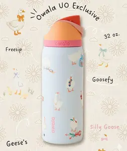 Owala Goose Party Water Bottle – Cute Aesthetic Duck Print Travel Bottle With Flip Straw Lid