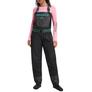 BASSDASH Women’s Breathable Waders Leopard Waterproof Fly Fishing Chest Fishing Wader Lightweight Stocking Foot FW15