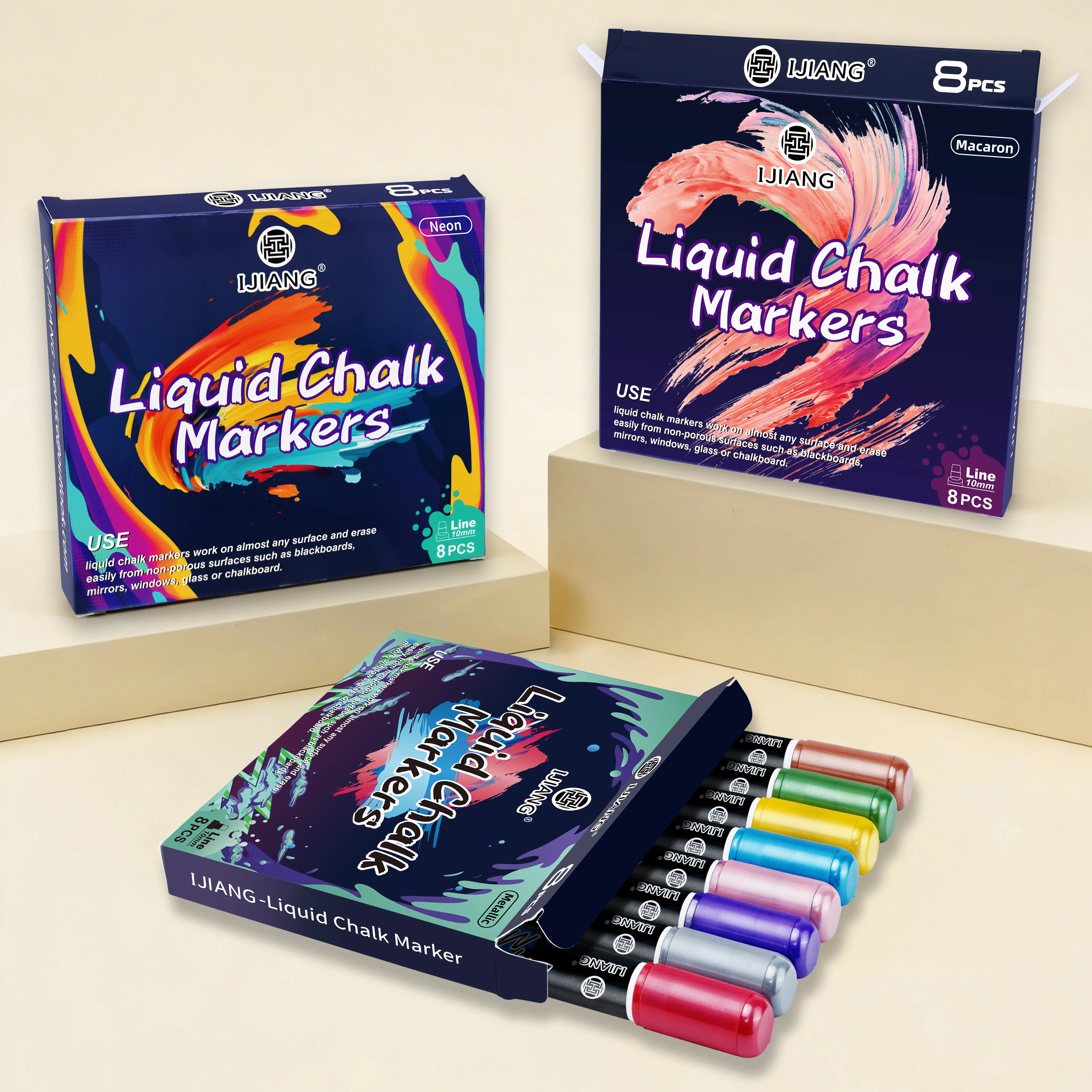 Chalk Markers Pens, Dry Erase & Wet Erase Jumbo Liquid Chalk Marker Pen with 10mm 3 in 1 Thick Wide Tips for Glass, Window, Cars, Mirror, Chalkboard, Whiteboard, Blackboard Signs