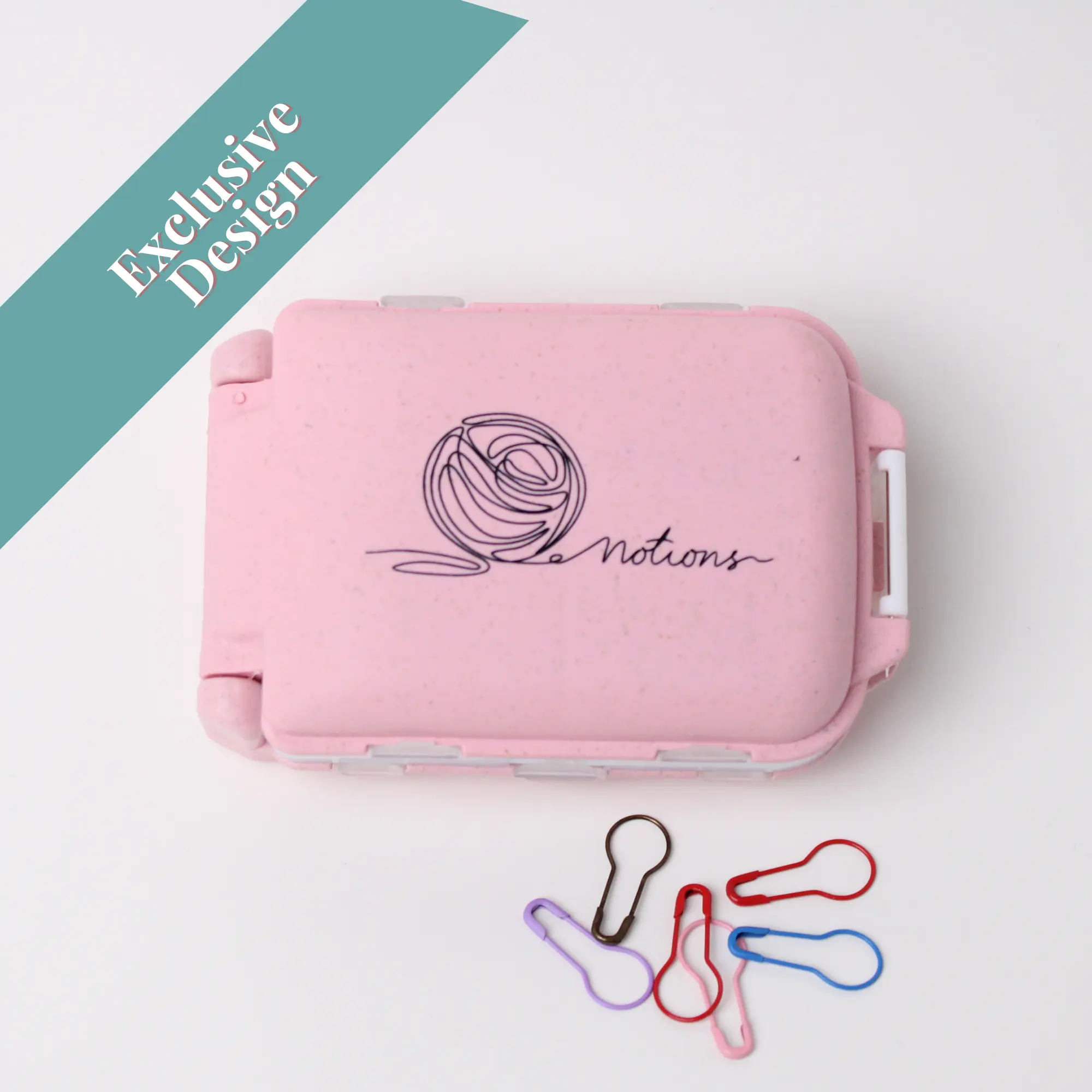 Pink Notions Exclusive Design Knitting Notions Case with 8 Compartments for Stitch Markers & Crochet Accessories Organizer