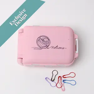 Pink Notions Exclusive Design Knitting Notions Case with 8 Compartments for Stitch Markers & Crochet Accessories Organizer