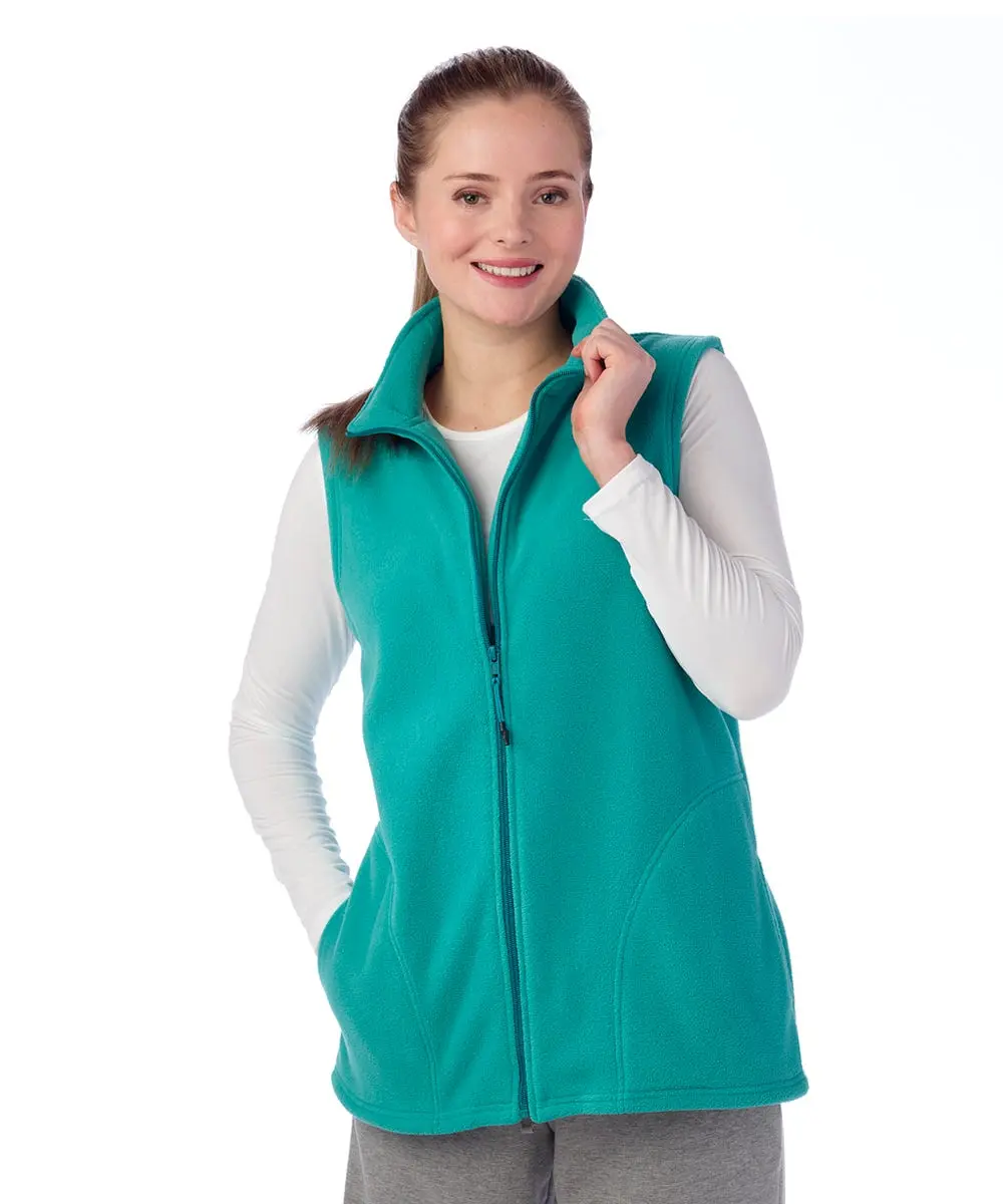 Women's Polar Fleece Vest, Senior Selfdress Layering Outerwear with Utility Pockets, Sleeveless Full Zip Warm Fabric, Warm Layering Piece, Thick Fabric
