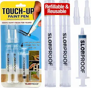 Slobproof Refillable Touch-Up Paint Pen, Mess-Free, Reusable Wall Paint Repair Tool, Precise Application, DIY Home Improvement, Furniture, Arts and Crafts, Patented Design, Easy Storage, Pack of 2