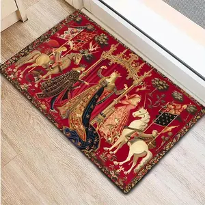 Medieval Theme Floor Carpet, Non-slip Floor Mat, Decorative Area Rug, Durable Floor Carpet for Home Living Room Bedroom Office