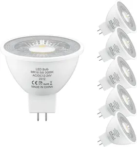 GU5.3 MR16 Low Voltage LED Bulbs,5W AC/DC 12-24V LED Spotlight Bulb Non-dimmable 470Lm, 38° Beam Angle, for Landscape, Recessed,Track Lighting,6 Pack