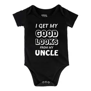 My Good Looks from My Uncle Print Bodysuit, Casual Short Sleeve Romper, Baby  Outdoor ClothingB1108-065