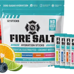Fire Science Fire Salt Hydration Sticks, Electrolytes & Coconut Water, Hydration Drink Mix with Magnesium, Potassium & Sodium, Zero Sugar, Single Serve On the Go Packs, Variety Pack Flavors, 12 Count