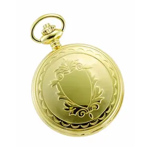 212 MAIN Women's Modern Classic Round Face 47mm Charles-Hubert-Paris Brass Gold-Plated Quartz Hunter Case Pocket Watch, Gift Boxed, Fashionable Watches, Modern Watches