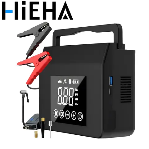 【Hieha】Official Product 2026 Upgraded Portable Car Jump Starter 4000A UltraSafe with 150PSI Tire Inflator, Diesel Engines, 15000mAh Power Bank, LED Light, Upgraded Cooling Fan & Motherboard|Genuine version|