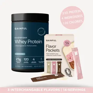 Gainful Everyday Whey Protein Powder | 23g Clean Protein, Muscle Growth & Recovery | No Artificial Ingredients, Whey Isolate + Casein Blend Workout Fitness Endurance Supplement Edible