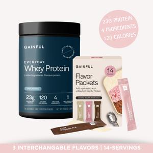 Gainful Everyday Whey Protein Powder | 23g Clean Protein, Muscle Growth & Recovery | No Artificial Ingredients, Whey Isolate + Casein Blend Workout Fitness Endurance Supplement Edible