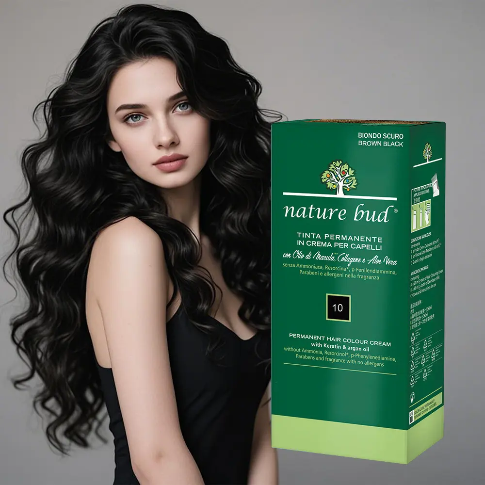 Nature Bud Permanent Black Hair Dye 10.3 hair color - No Harsh Chemical Odor, No Scalp Irritation, Soft Natural Tone, Non-Dry Frizzy Result, Care Tool, Beauty Product,Hair Color,hair products,good Cover gray hair Color Starter Kit stick