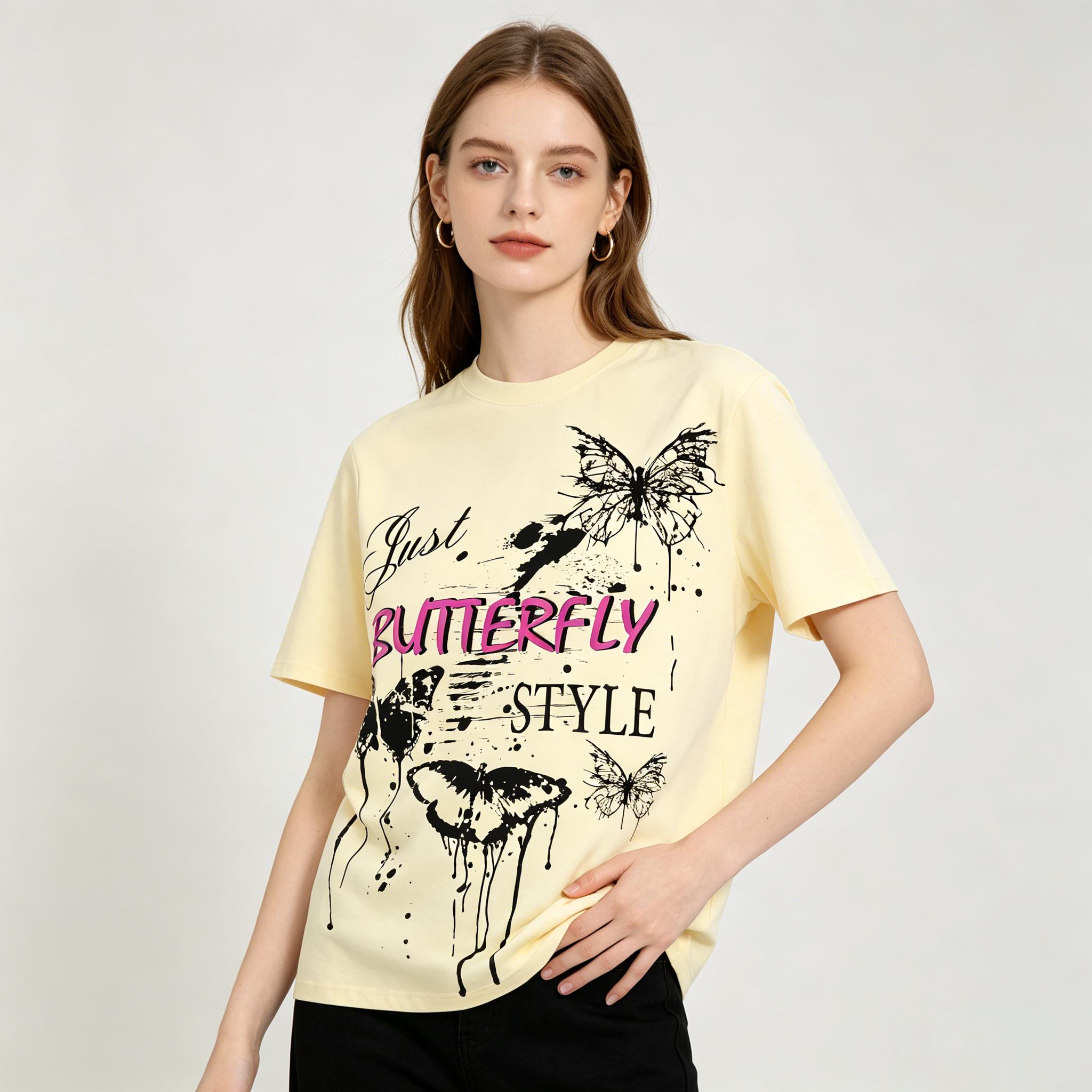 2026 NEW Butterfly Cotton Graphic Tee 100% Cotton Oversized Short Sleeve T Shirt for Men Women Nature Insect Print Casual Summer Top Soft Breathable Streetwear Everyday Essentials Gift for Butterfly Lovers Vacation Outfit