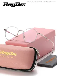 1 Piece ReyDix unisex round full-frame flat glasses with a simple design and modern expression Fashionable Frames Glasses