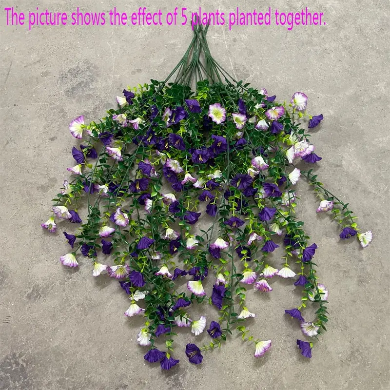 5 pieces - Light purple artificial vine flower wreath for hanging decoration, maintenance-free, suitable for weddings, homes, porches, gardens, Valentine's Day, Mother's Day - indoor/outdoor decoration, with lush green plants