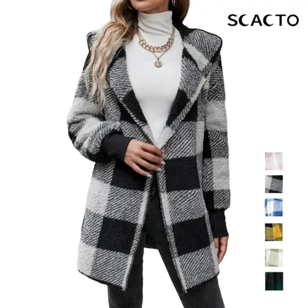 Scacto Women's Plus Size Tartan Flannel Boyfriend Shirt, Light Button-Down Outerwear to Style with Leggings, Tops, Plaid, Longsleeves, Oversized, Casual, Jacket, Relaxed Fit, Brushed Flannel, Loungewear, Check, Coats, Long Sleeve
