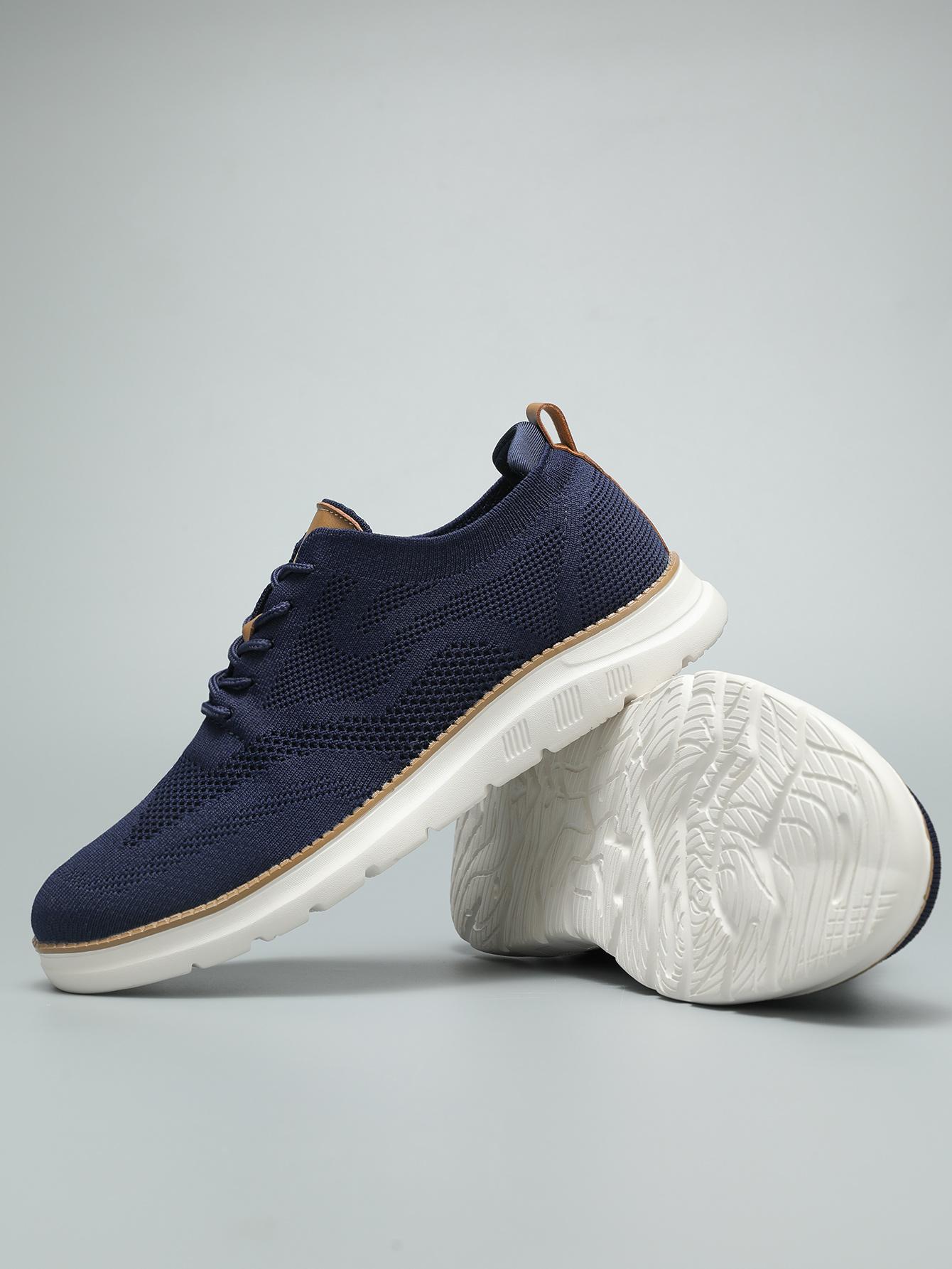 Men's Casual Mesh Breathable Solid Color Slip on Shoes, Lightweight Comfortable Sports Running Shoes,Knitted Mesh Breathable AndComfortable Platform Sneakers Closed Boy Trainer Footwear Runner Training Athletic