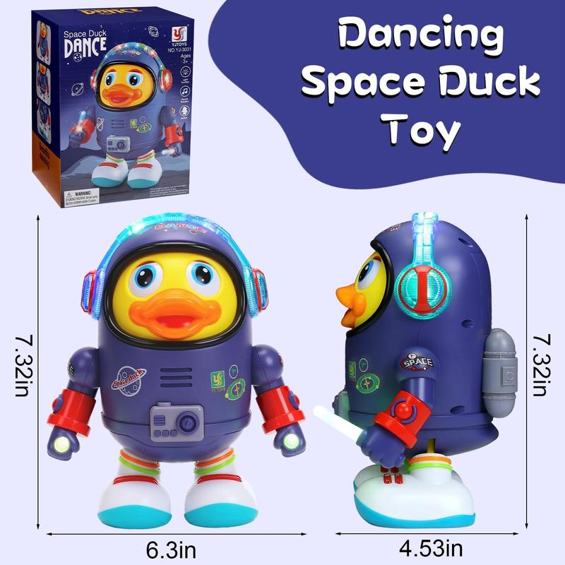 Dancing Space Duck Toy, Space Duck Dancing Musical Interactive Toy, Walking Duck Baby Robot, Electric Dancing Duck Toy Baby Musical Toys, Cute Singing Walking Duck Toys with Music LED Lights