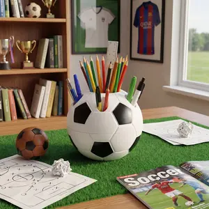 Multifunctional Football Pen Holder, Pencil Holder, Plastic Storage Organizer, Desk Accessories, Ideal for Students & Toothpaste/toothbrush Organization
