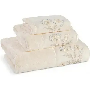 Zahari Home 3 Piece Bath Towels Set for Bathroom, Bath, Hand & Wash Cloths, Decorative Stylish Plush Cotton Washcloths - Showering, Face & Body Washing, Airbnb Essentials & Host Accessories, Beige