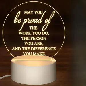 Acrylic LED Night Light, USB Powered Desktop Decoration, Inspirational Letter Pattern Decorative Light for Home Office, Gift for Teacher, Nurse, Colleague