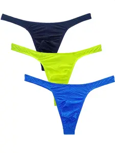 Men's Leopard Print Thongs Set of 3, Underwear Sets, Slim-Fitting Breathable Mesh, Sexy Summer Shorts, All Seasons Fashion