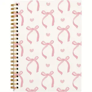 Bow Pattern Spiral Notebook, 1 Count Bow Pattern Journal Notebook, Stationery Supplies for Home School Office, Gift for Women