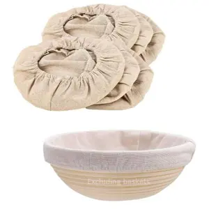 6 Packs Round Bread Proofing Basket Cloth Liner Rattan Baking Dough Basket Cover Natural Rattan Banneton Proofing Cloth(10 Inch)