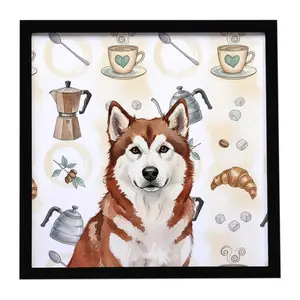 Carolines Treasures WDK7275MFP88 8 x 8 in. Red & White Alaskan Malamute Coffee Bar Framed Metal Print