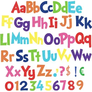 268 count 5 Inch Colorful Bulletin Board Letters Combo Set, Chalkboard Alphabet Letters Numbers, Cutouts Number Pack(Glitter Rainbow)
