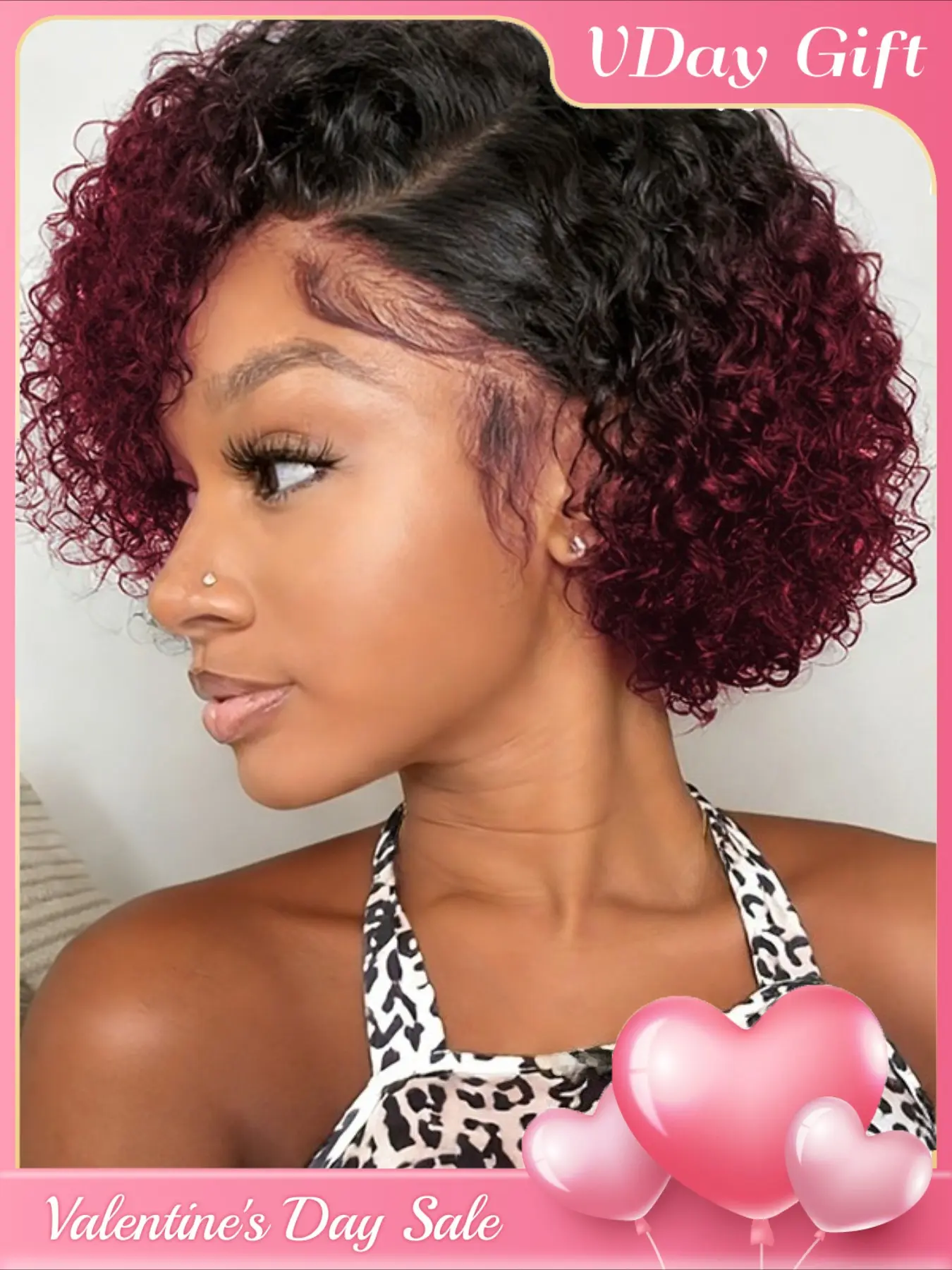 Short Curly Wave Pixie Cut Wig Premium Human Hair Lace Front 13x4 Transparent Glueless Lace Wigs Curly Lace Front Wig Curly Wave Wig Human Hair Wig 150% Density 8Inch Human Hair Wig for Daily Casual Party Valentine's Day Wig
