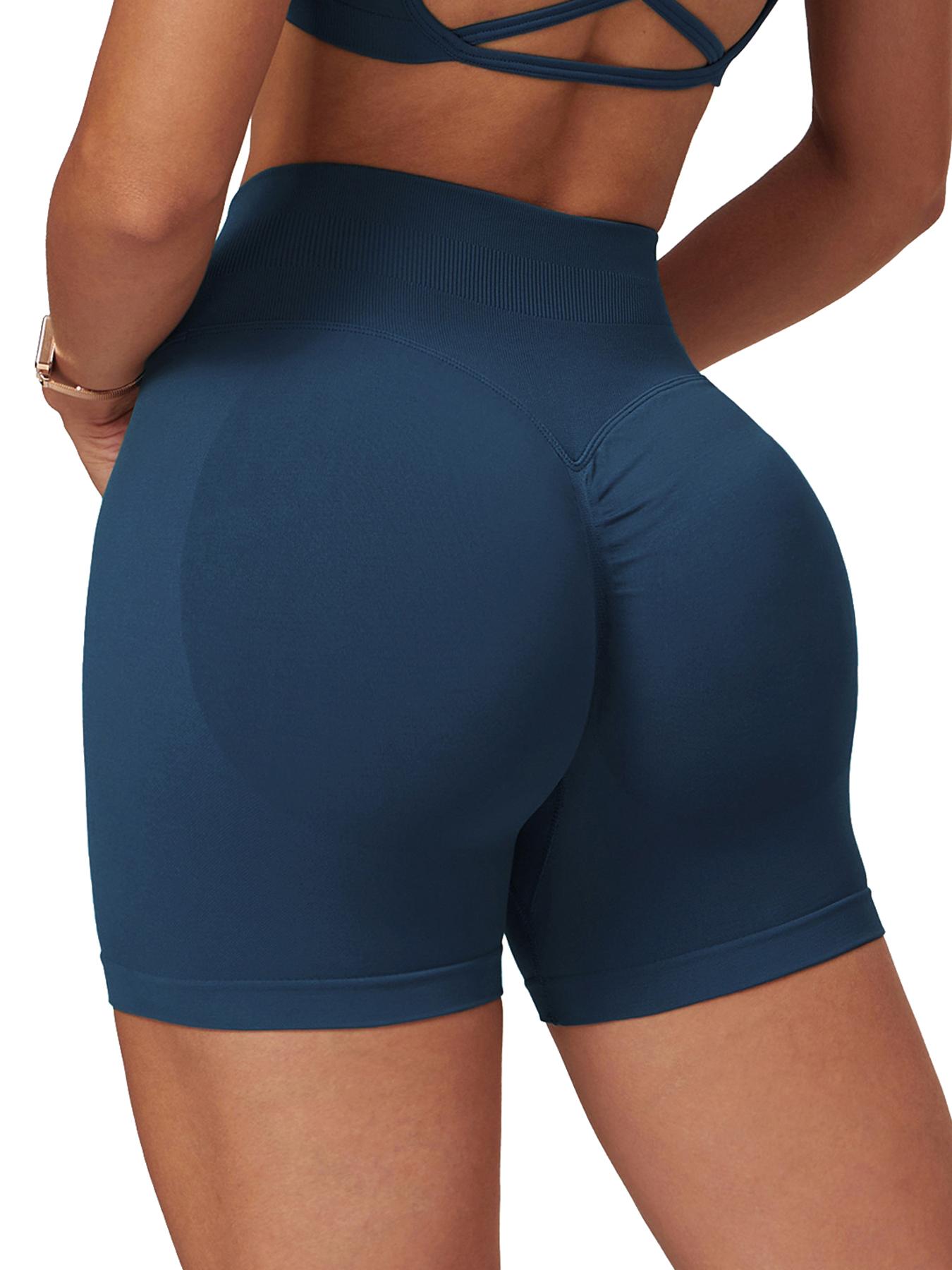 Women's Scrunch Butt Lifting Workout Shorts - High Waisted Seamless Booty Biker Shorts for Gym, Running & Squat