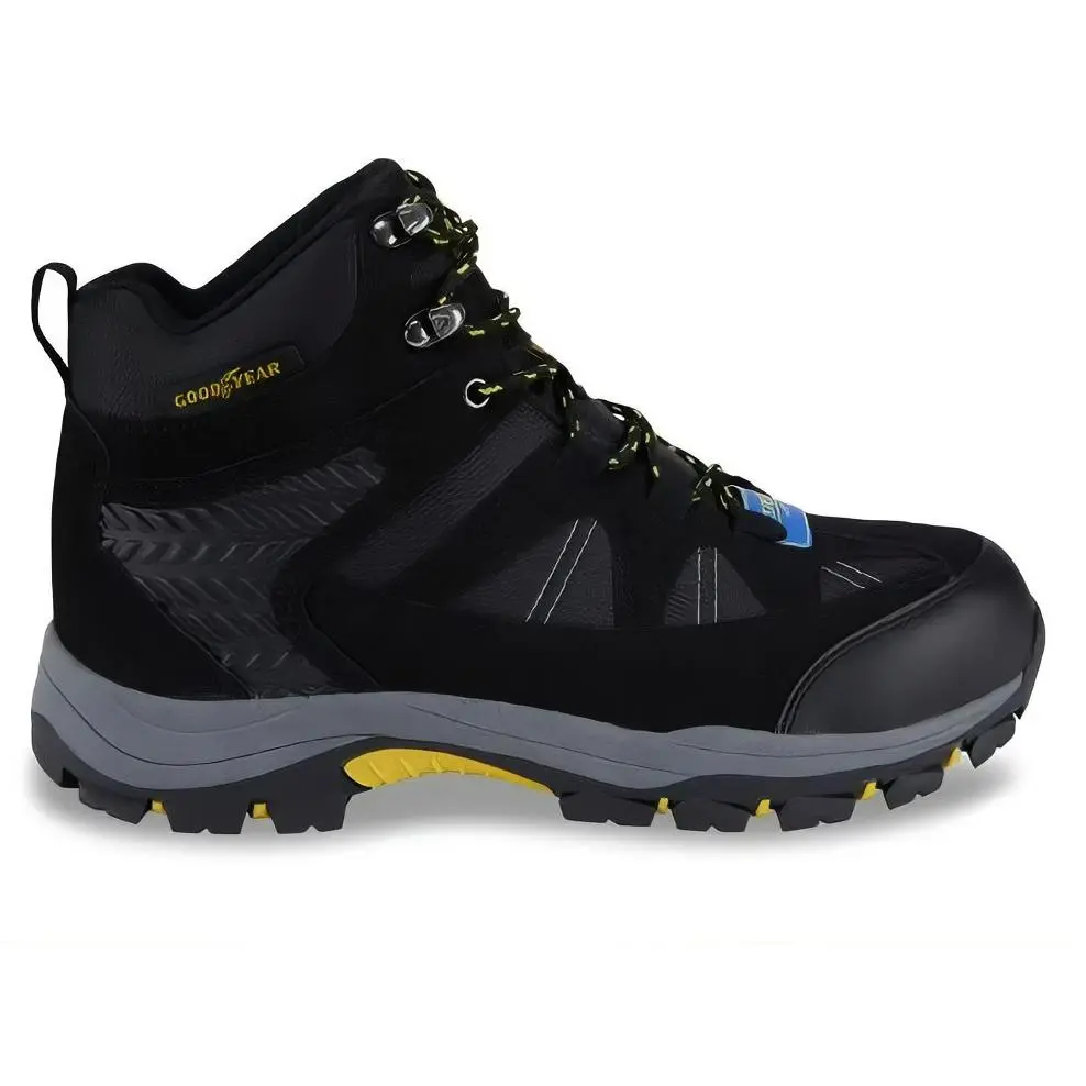 Goodyear Men's Teton Steel Toe Outdoor Hiker Work Boots - Black with Yellow Accents