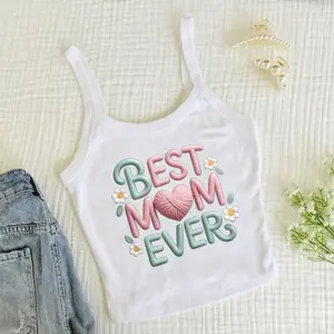 [Hot Summer - Fast Ship From US] - Best Mom Ever Strap Tank – Cute Pastel Floral Mother’s Day Gift Shirt for Mom