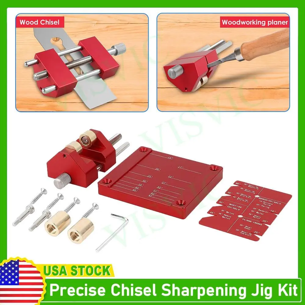 Precise Chisel Sharpening Jig Kit, Honing Guide System for Woodwork Woodworking Chisels, Metal & Standard Car Engine Transmission Repair Tools (1 Piece)