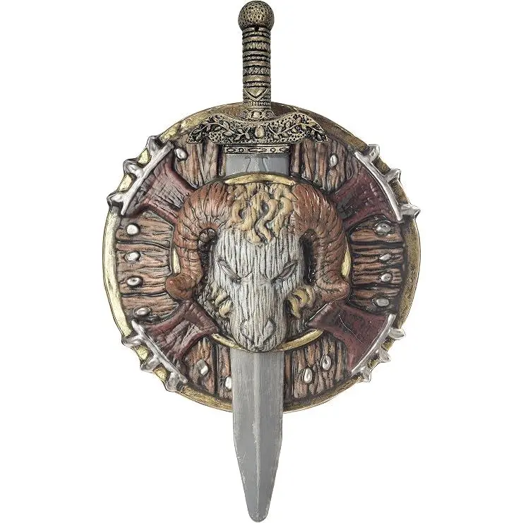 Barbarian Viking Combat Shield and Sword Costume Prop Weapon Set