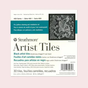 Strathmore Artist Tile 6 x 6, Mediumweight Fiber-Enhanced Black Drawing Paper, 30 Tiles, 60 lb