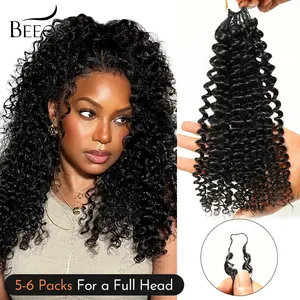 BEEOS Feather Crochet Hair for Miracle Knots Crochet Hair Extensions Feather Crocher Human Hair for Miracle Knots Natural Black 5 Packs 20 Inch Burmese Curly Deep Wave Kinky Curly Body Wave Crochet hair Braids Braiding for Woman SummerVibes